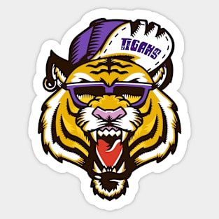 Rad Tiger Head in Purple and Gold Sticker